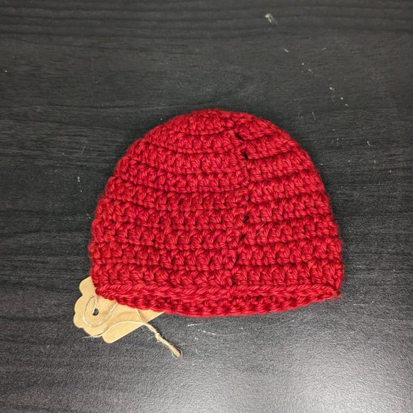 Hand Crafted Red Crochet Baby Hat 0-3 Months - Picture 2 of 2